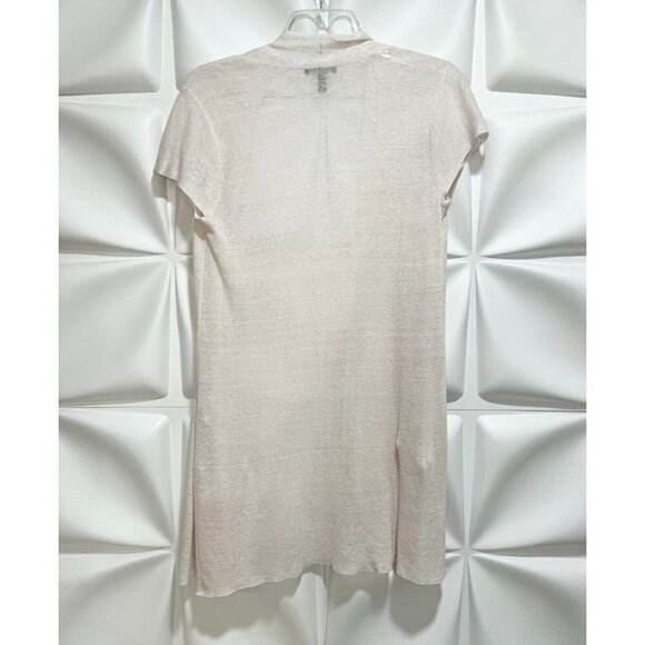 Eileen Fisher Sz PM Hemp Beige Off White  Sweater Duster Cardigan Short Sleeves - Picture 4 of 8